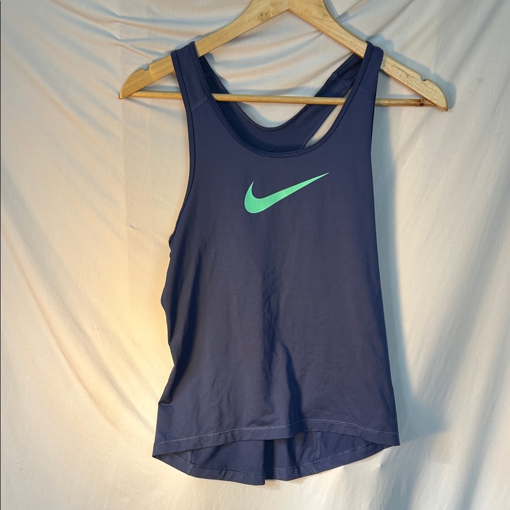 Nike Women's Navy Tank Top with Mint Logo